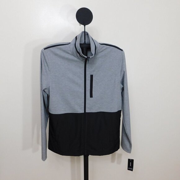 Alfani Grey Heather Colorblocked Knit Jacket - M - Picture 1 of 2